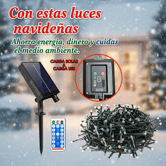 Luces Navidad  Energía Solar Prem 100Led