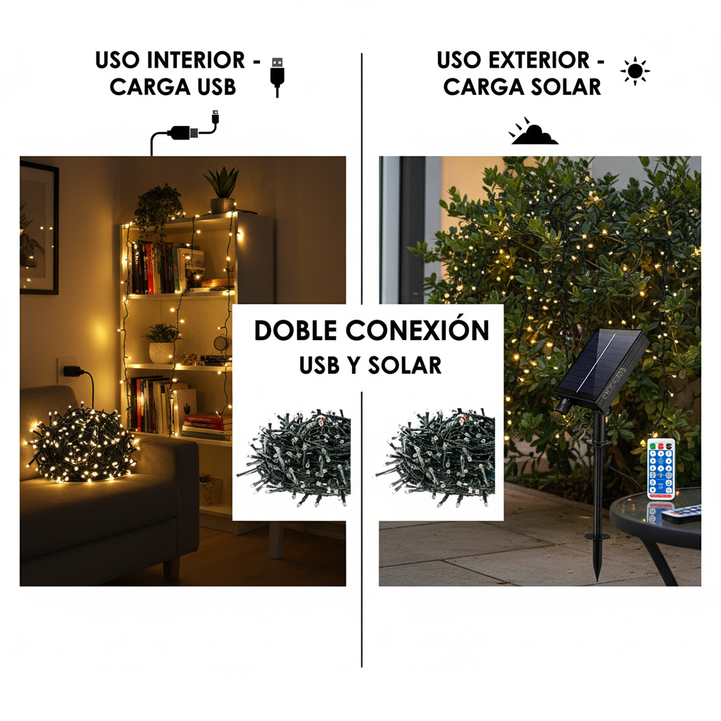 Luces Navidad  Energía Solar Prem 100Led