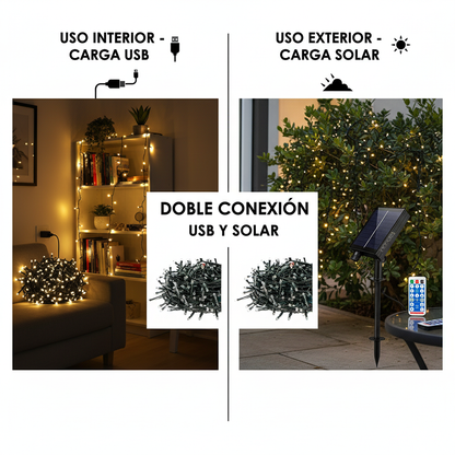 Luces Navidad  Energía Solar Prem 100Led
