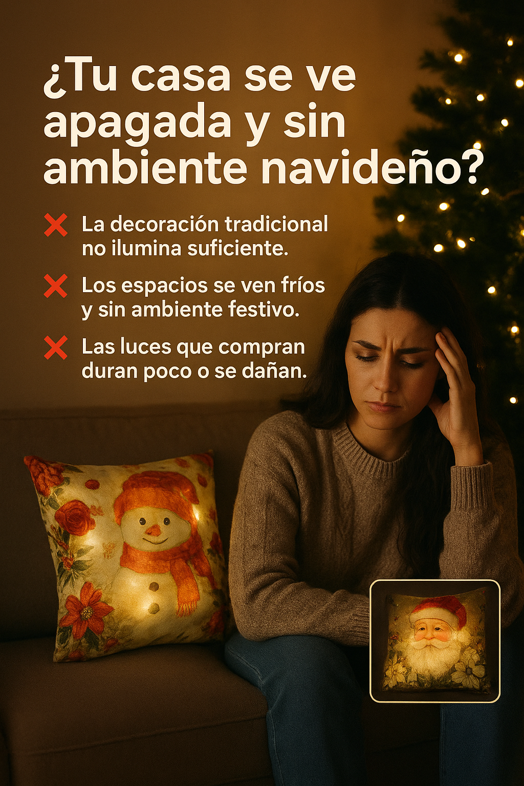 Set Fundas Navideñas x4 Con Luces SFN01